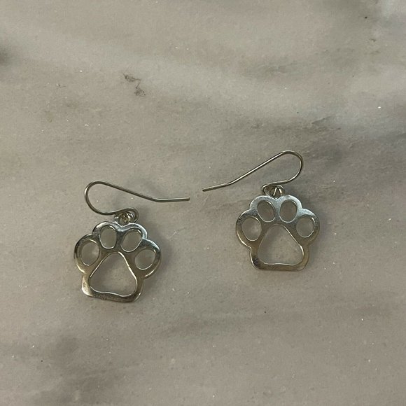 silver tone Open work animal Print cat dog paw - Picture 3 of 4